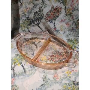 Jeannette FLORAL/POINSETTIA PINK *8" - 2 PART OVAL RELISH*